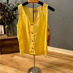 Billy T Yellow Button-Down Sleeveless Top NWT